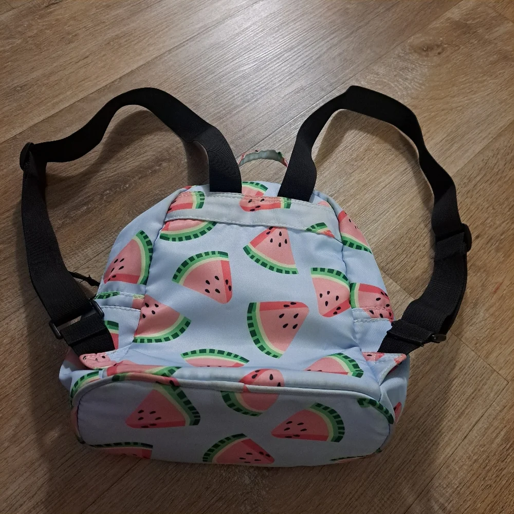 Kids Youth Girl's Blue Pink Watermelon Print Mini Backpack